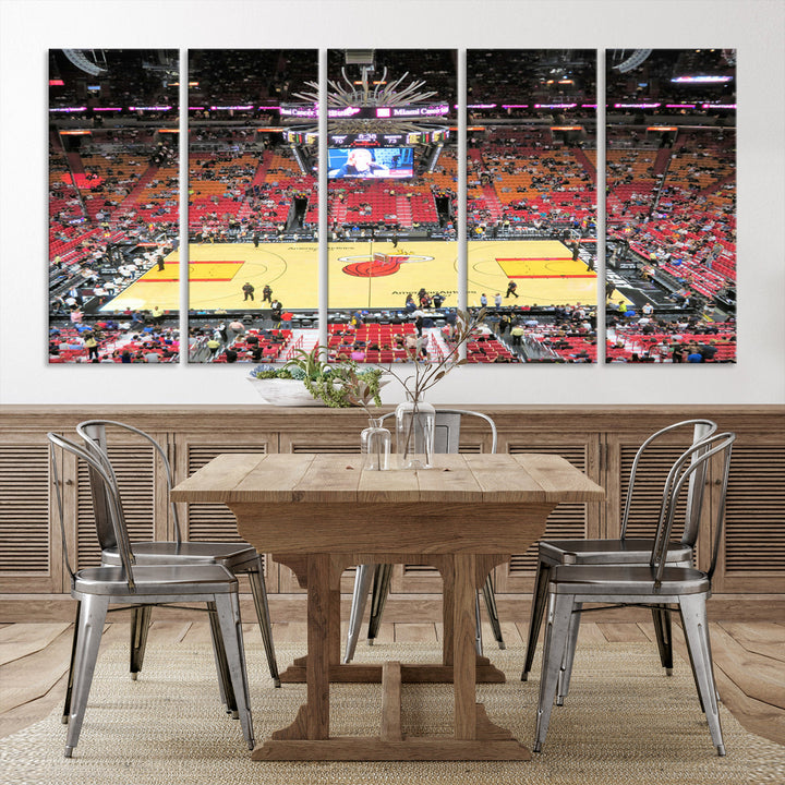 Kaseya Center Miami Heat Stadium Wall Art Canvas Print, NBA Basketball Play Game Wall Art Print, Basketball Lover Gift, Miami Wall Art Print