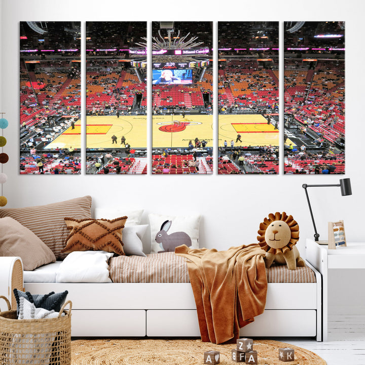 Kaseya Center Miami Heat Stadium Wall Art Canvas Print, NBA Basketball Play Game Wall Art Print, Basketball Lover Gift, Miami Wall Art Print