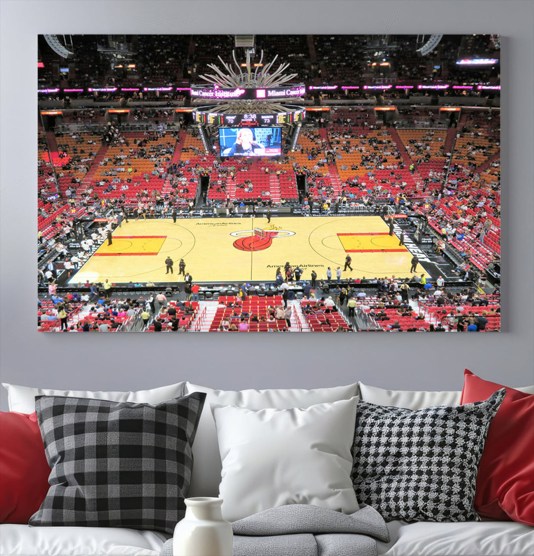 Kaseya Center Miami Heat Stadium Wall Art Canvas Print, NBA Basketball Play Game Wall Art Print, Basketball Lover Gift, Miami Wall Art Print