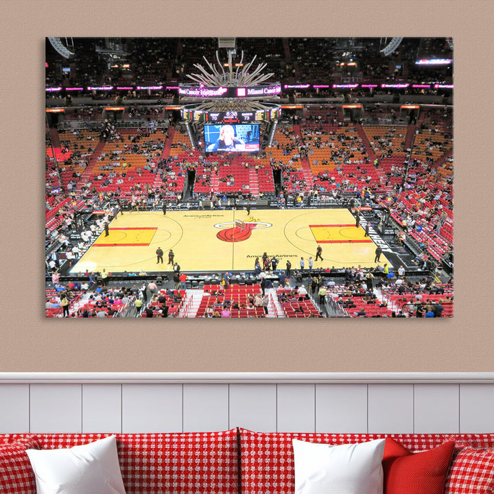 Kaseya Center Miami Heat Stadium Wall Art Canvas Print, NBA Basketball Play Game Wall Art Print, Basketball Lover Gift, Miami Wall Art Print