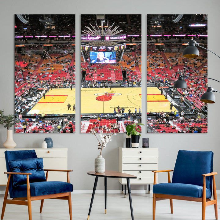 Kaseya Center Miami Heat Stadium Wall Art Canvas Print, NBA Basketball Play Game Wall Art Print, Basketball Lover Gift, Miami Wall Art Print