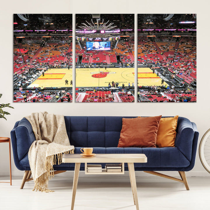 Kaseya Center Miami Heat Stadium Wall Art Canvas Print, NBA Basketball Play Game Wall Art Print, Basketball Lover Gift, Miami Wall Art Print