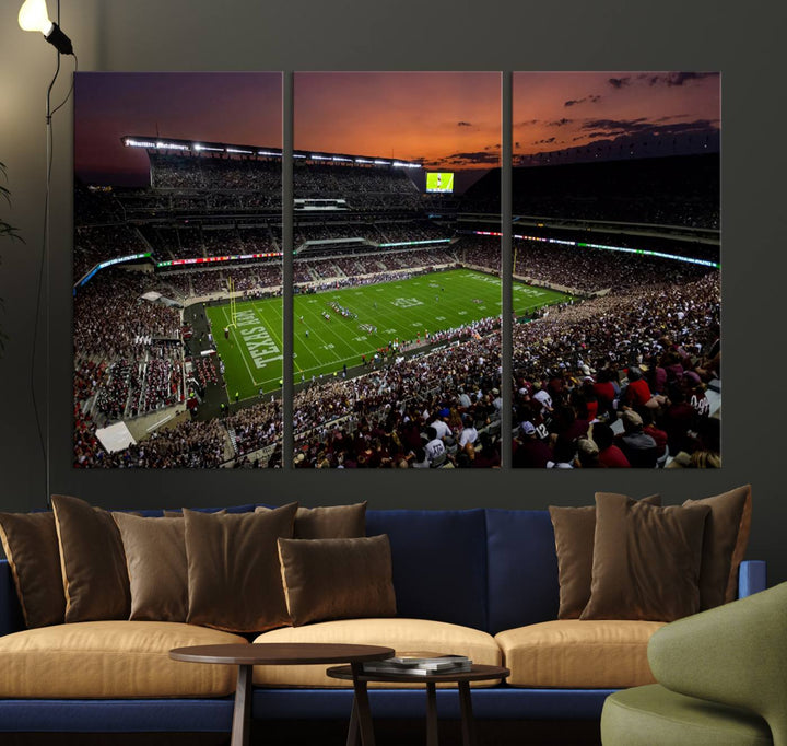 Kyle Field Texas Stadium Wall Art Canvas Print American Football Stadium Wall Art Canvas Print Ready to hang Framed Wall Art Set