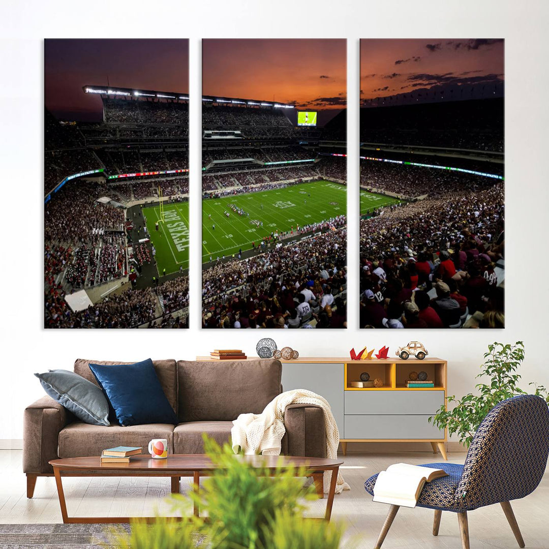 Kyle Field Texas Stadium Wall Art Canvas Print American Football Stadium Wall Art Canvas Print Ready to hang Framed Wall Art Set