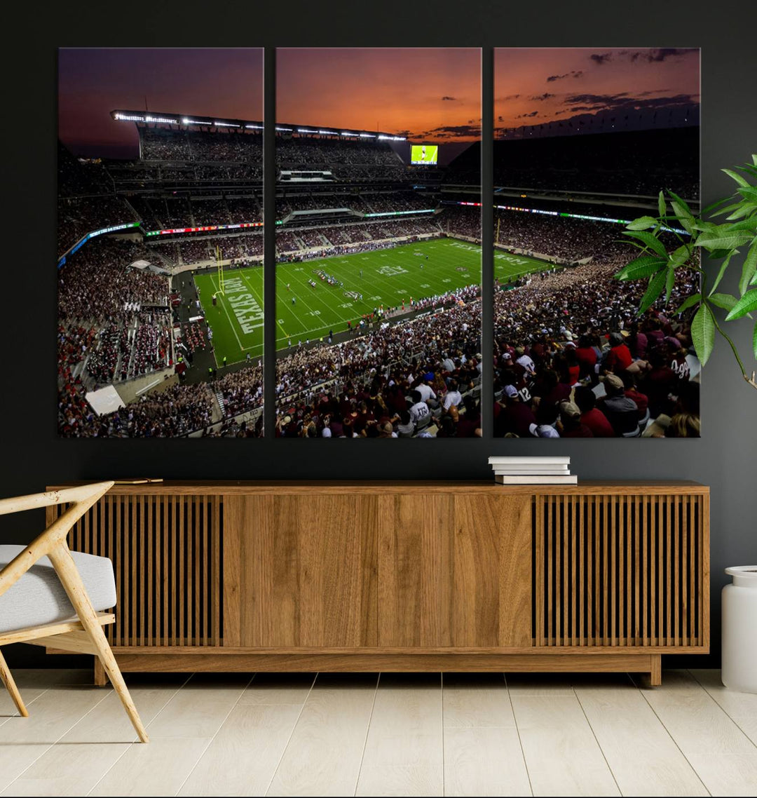 Kyle Field Texas Stadium Wall Art Canvas Print American Football Stadium Wall Art Canvas Print Ready to hang Framed Wall Art Set