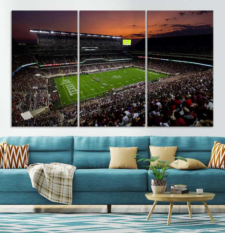 Kyle Field Texas Stadium Wall Art Canvas Print American Football Stadium Wall Art Canvas Print Ready to hang Framed Wall Art Set