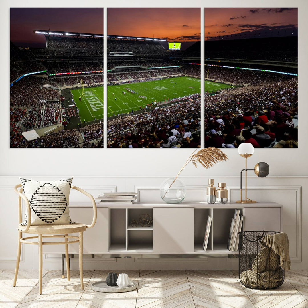 Kyle Field Texas Stadium Wall Art Canvas Print American Football Stadium Wall Art Canvas Print Ready to hang Framed Wall Art Set