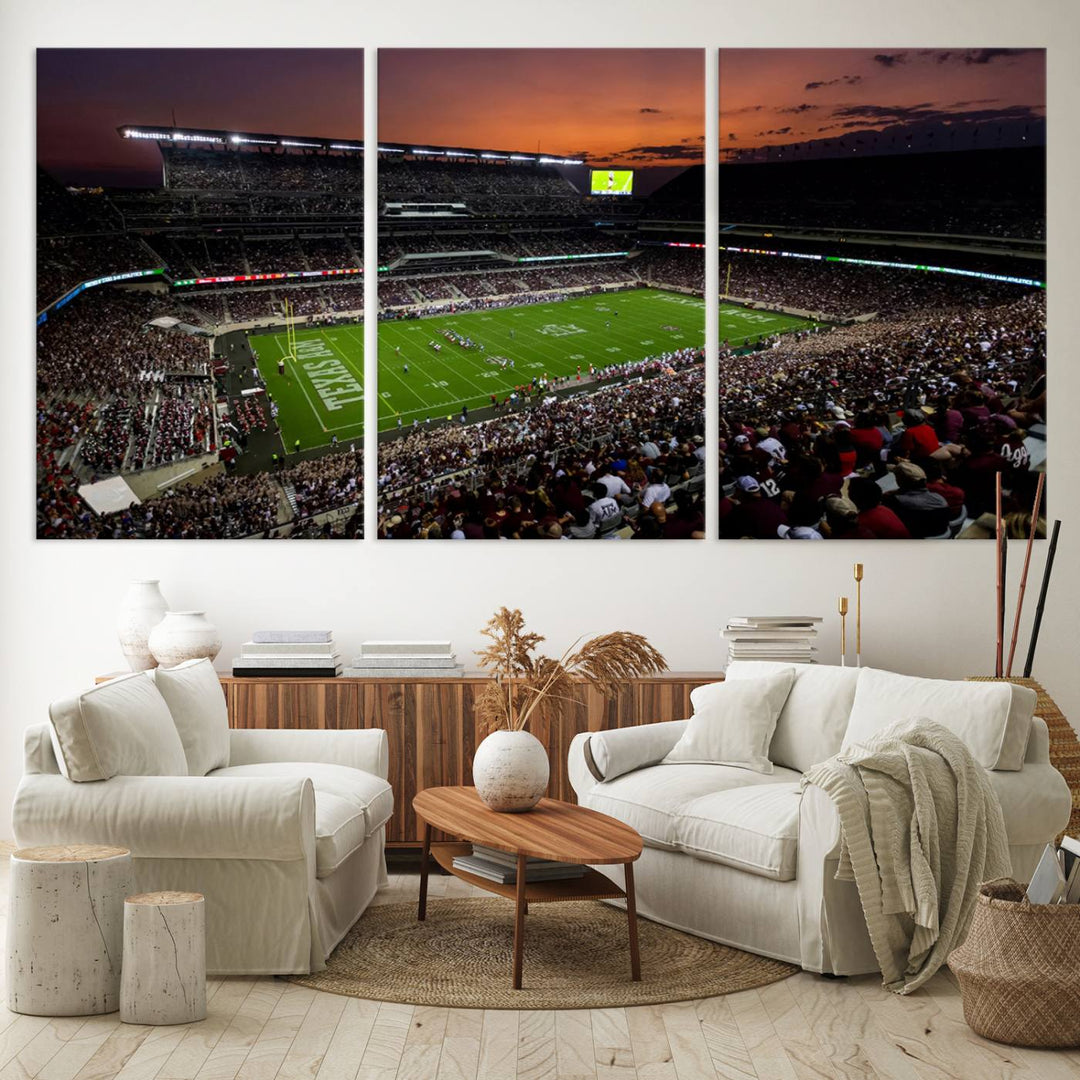 Kyle Field Texas Stadium Wall Art Canvas Print American Football Stadium Wall Art Canvas Print Ready to hang Framed Wall Art Set