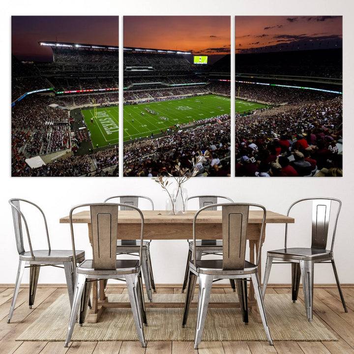 Kyle Field Texas Stadium Wall Art Canvas Print American Football Stadium Wall Art Canvas Print Ready to hang Framed Wall Art Set