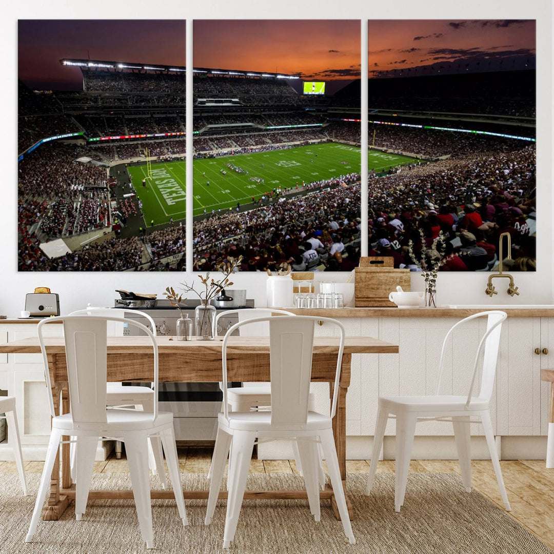 Kyle Field Texas Stadium Wall Art Canvas Print American Football Stadium Wall Art Canvas Print Ready to hang Framed Wall Art Set