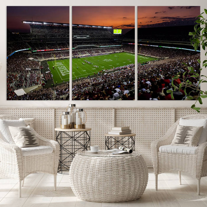 Kyle Field Texas Stadium Wall Art Canvas Print American Football Stadium Wall Art Canvas Print Ready to hang Framed Wall Art Set