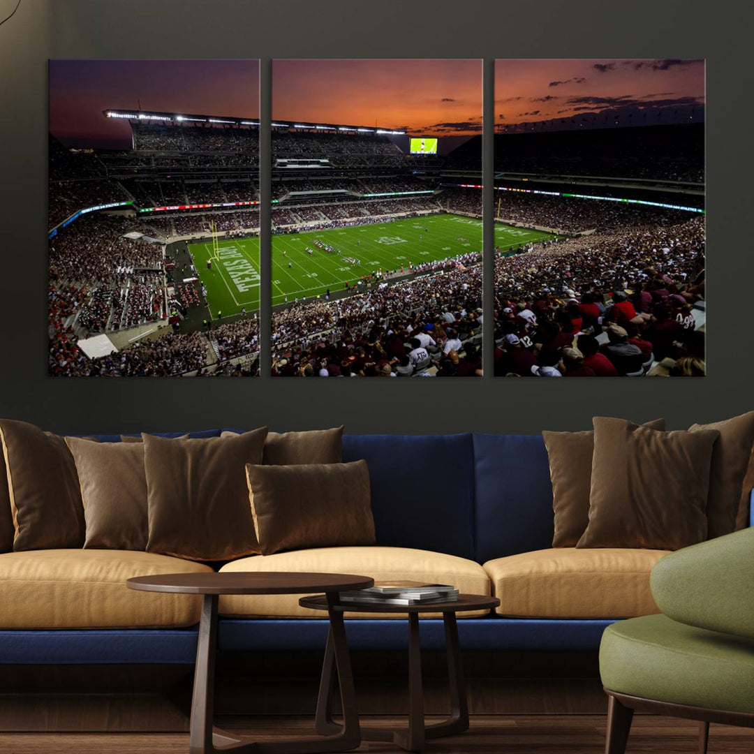 Kyle Field Texas Stadium Wall Art Canvas Print American Football Stadium Wall Art Canvas Print Ready to hang Framed Wall Art Set