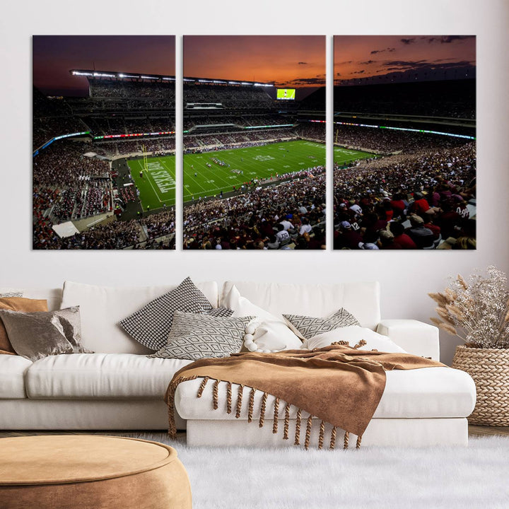 Kyle Field Texas Stadium Wall Art Canvas Print American Football Stadium Wall Art Canvas Print Ready to hang Framed Wall Art Set