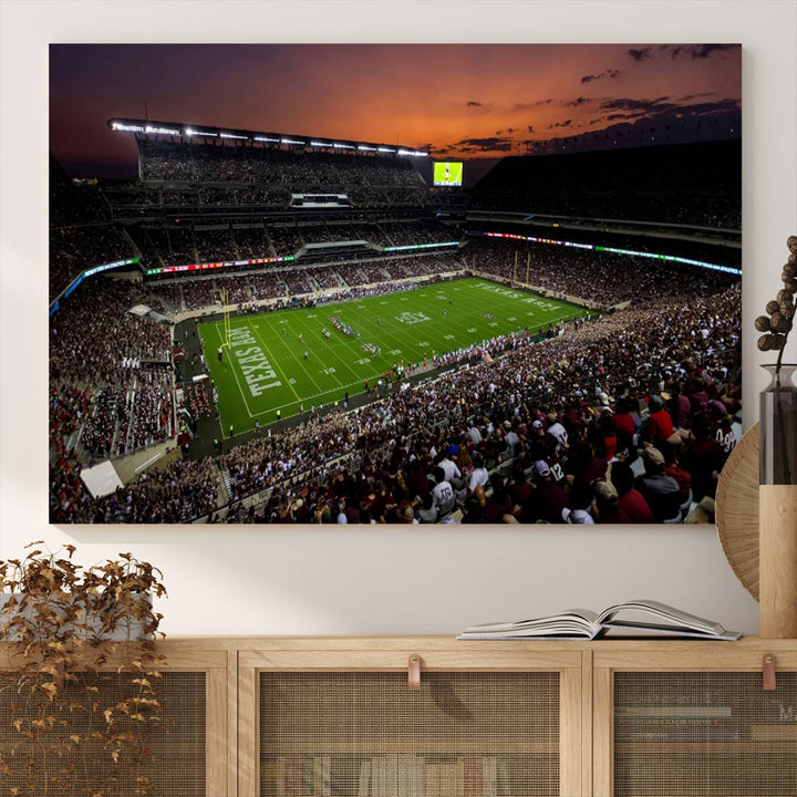 Kyle Field Texas Stadium Wall Art Canvas Print American Football Stadium Wall Art Canvas Print Ready to hang Framed Wall Art Set