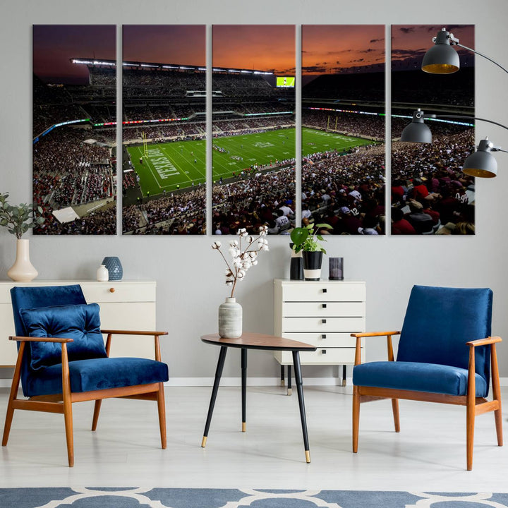 Kyle Field Texas Stadium Wall Art Canvas Print American Football Stadium Wall Art Canvas Print Ready to hang Framed Wall Art Set