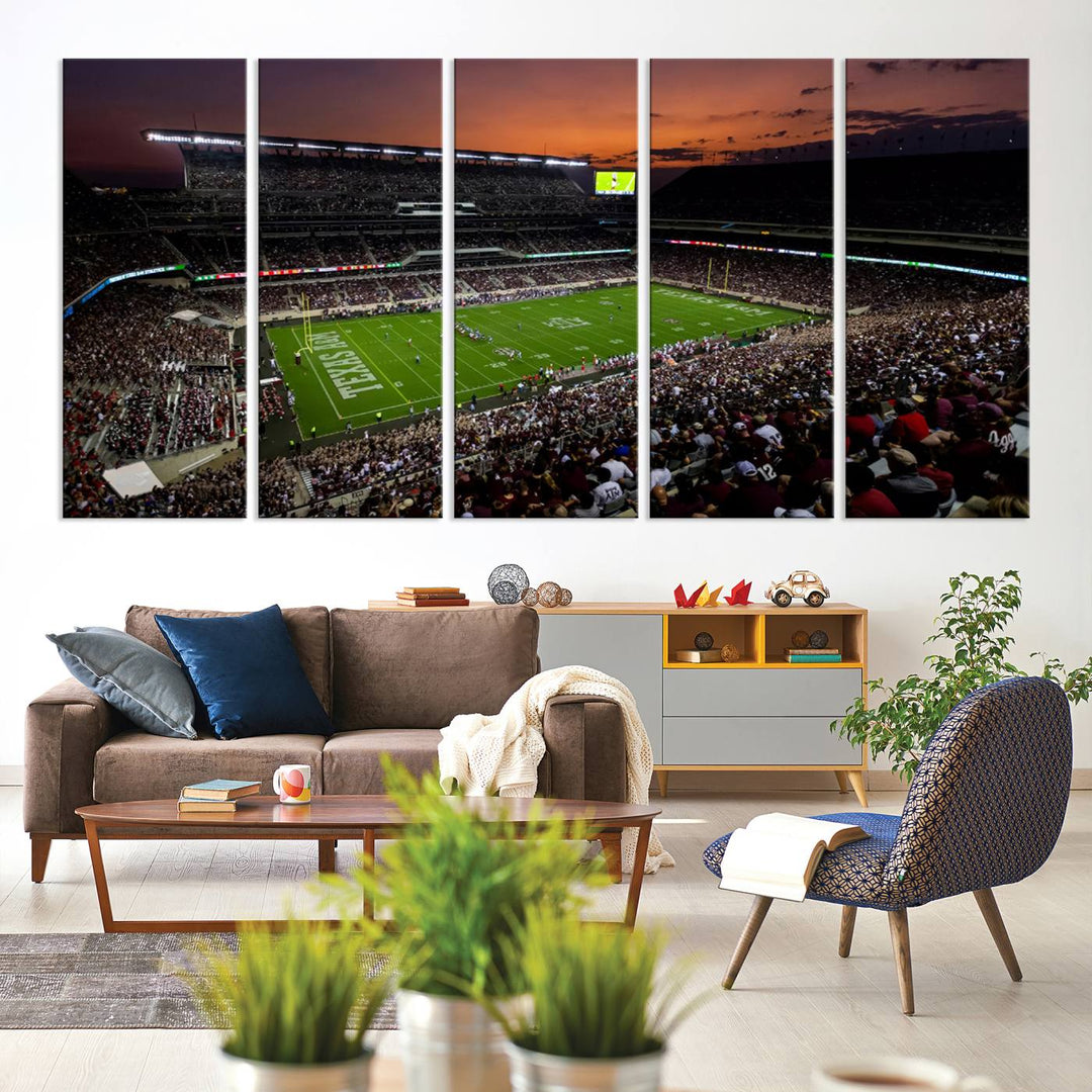 Kyle Field Texas Stadium Wall Art Canvas Print American Football Stadium Wall Art Canvas Print Ready to hang Framed Wall Art Set