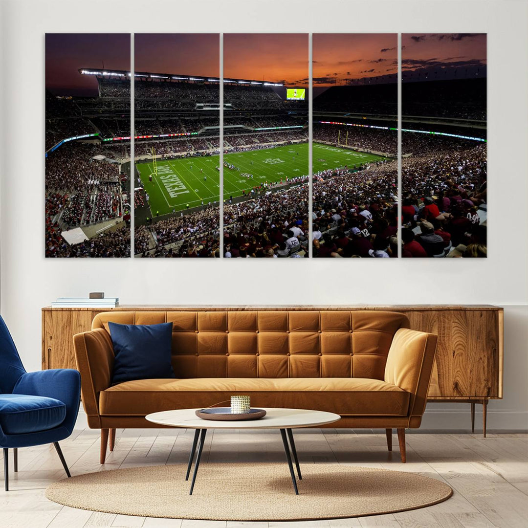 Kyle Field Texas Stadium Wall Art Canvas Print American Football Stadium Wall Art Canvas Print Ready to hang Framed Wall Art Set