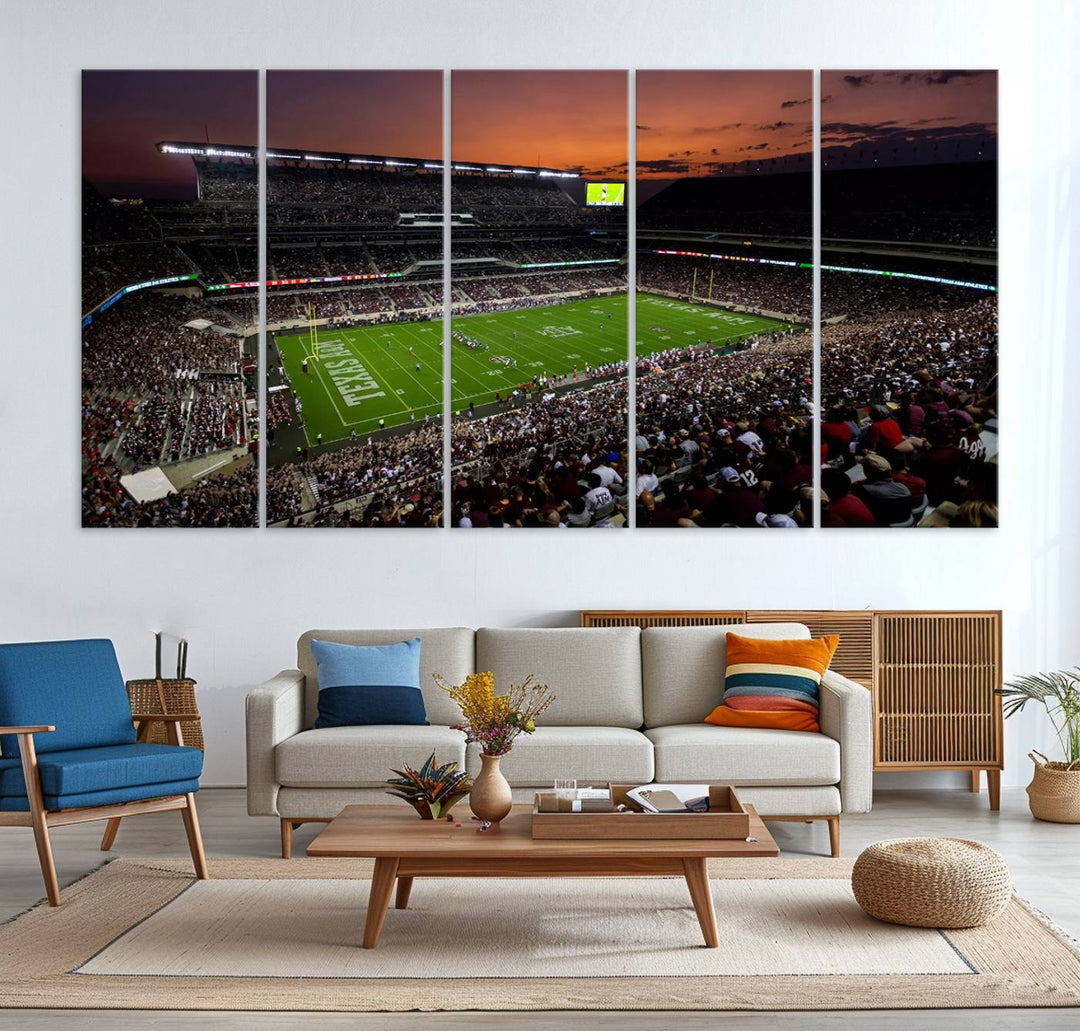 Kyle Field Texas Stadium Wall Art Canvas Print American Football Stadium Wall Art Canvas Print Ready to hang Framed Wall Art Set