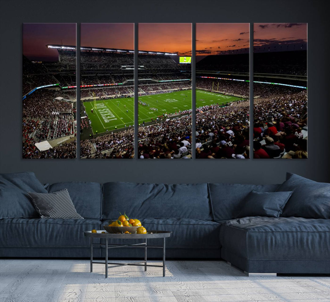 Kyle Field Texas Stadium Wall Art Canvas Print American Football Stadium Wall Art Canvas Print Ready to hang Framed Wall Art Set