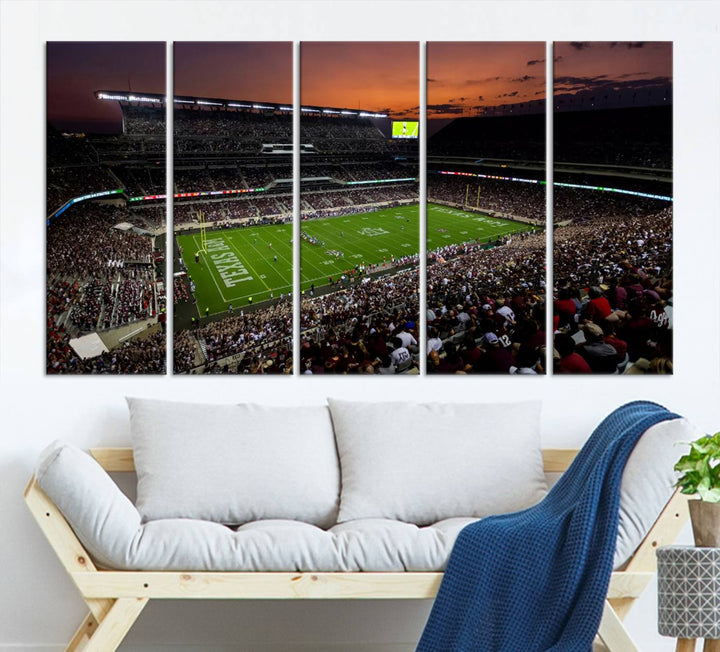 Kyle Field Texas Stadium Wall Art Canvas Print American Football Stadium Wall Art Canvas Print Ready to hang Framed Wall Art Set