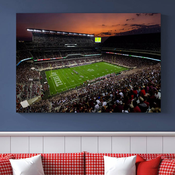 Kyle Field Texas Stadium Wall Art Canvas Print American Football Stadium Wall Art Canvas Print Ready to hang Framed Wall Art Set