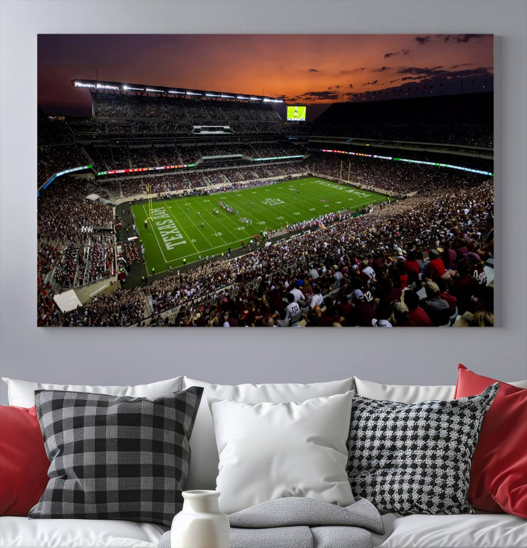 Kyle Field Texas Stadium Wall Art Canvas Print American Football Stadium Wall Art Canvas Print Ready to hang Framed Wall Art Set