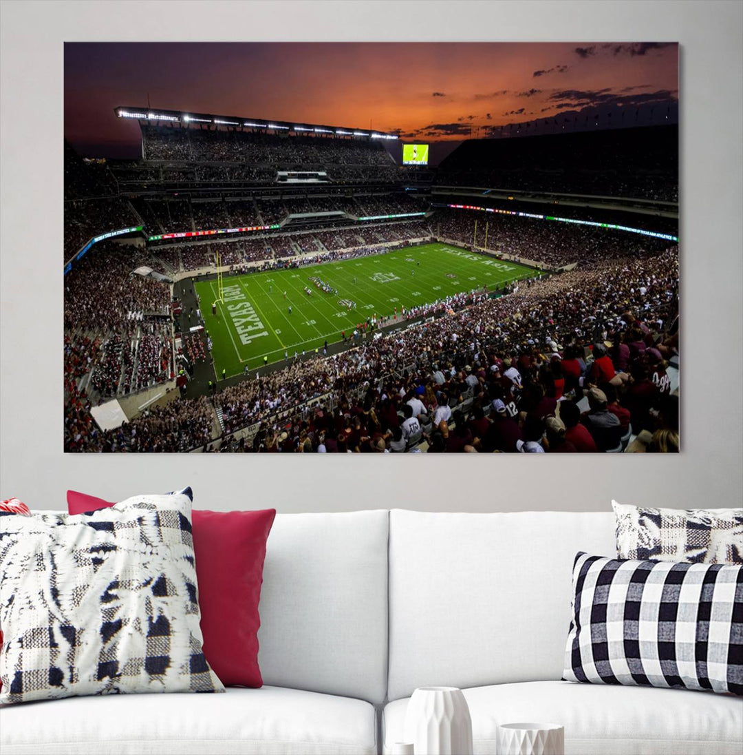 Kyle Field Texas Stadium Wall Art Canvas Print American Football Stadium Wall Art Canvas Print Ready to hang Framed Wall Art Set