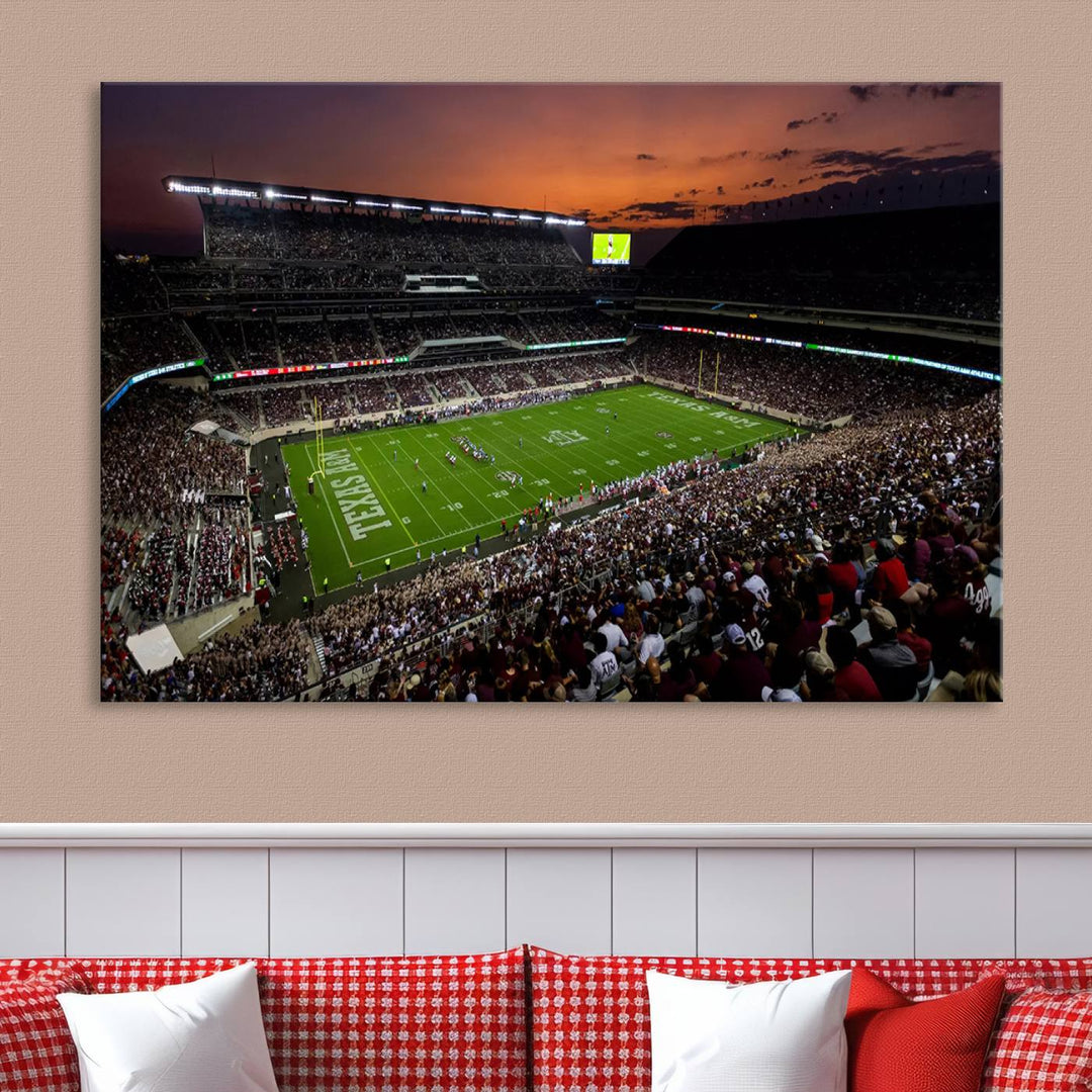 Kyle Field Texas Stadium Wall Art Canvas Print American Football Stadium Wall Art Canvas Print Ready to hang Framed Wall Art Set