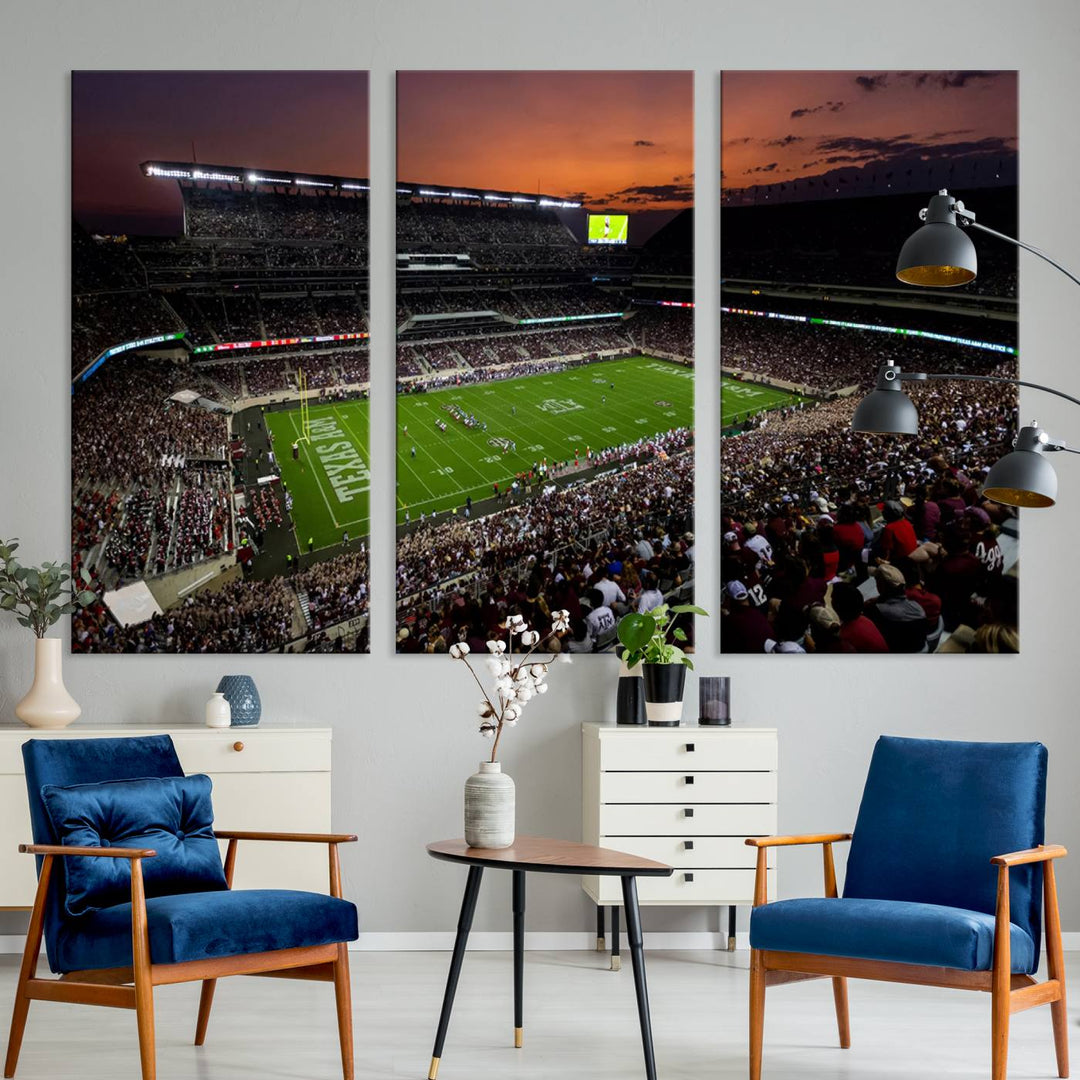 Kyle Field Texas Stadium Wall Art Canvas Print American Football Stadium Wall Art Canvas Print Ready to hang Framed Wall Art Set