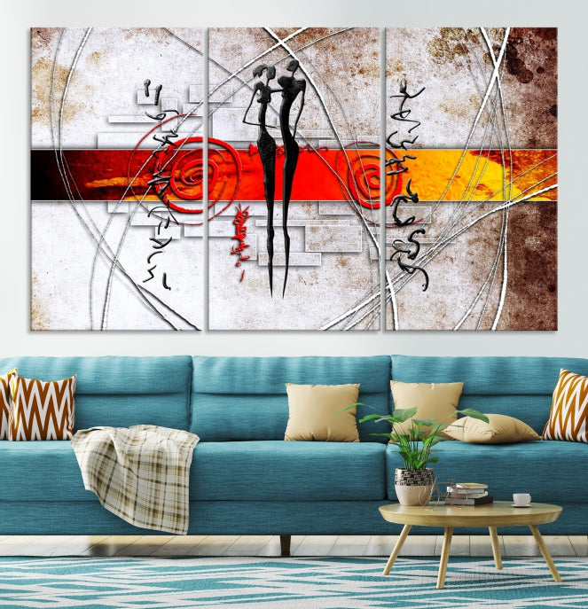 Large Abstract African Painting on Giclee Canvas Wall Art Print