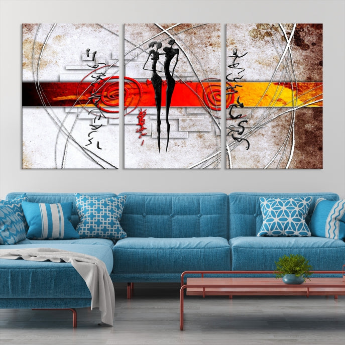 Large Abstract African Painting on Giclee Canvas Wall Art Print