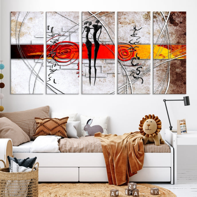 Large Abstract African Painting on Giclee Canvas Wall Art Print