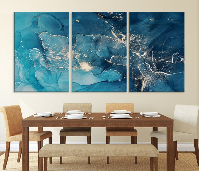 Large Abstract Fluid Effect Marble Canvas Wall Art Print