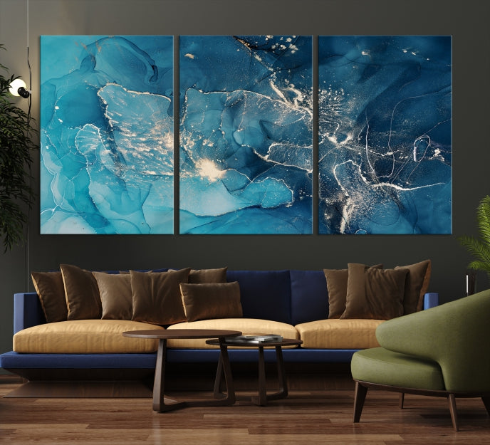 Large Abstract Fluid Effect Marble Canvas Wall Art Print