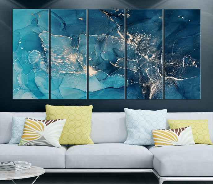 Large Abstract Fluid Effect Marble Canvas Wall Art Print