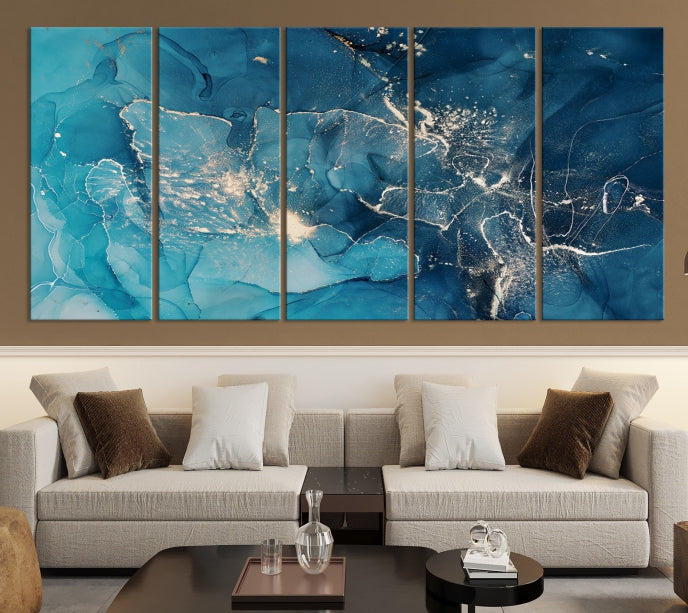 Large Abstract Fluid Effect Marble Canvas Wall Art Print