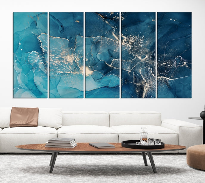 Large Abstract Fluid Effect Marble Canvas Wall Art Print