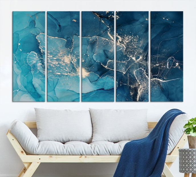 Large Abstract Fluid Effect Marble Canvas Wall Art Print