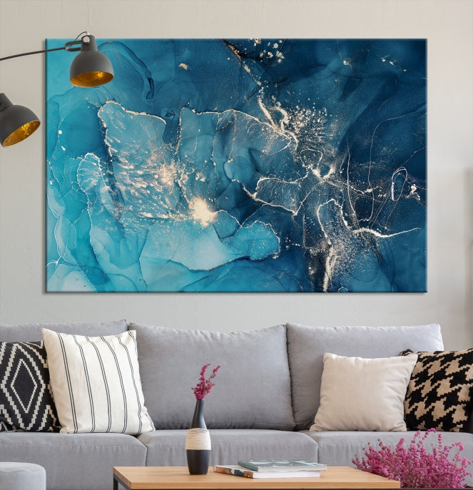 Large Abstract Fluid Effect Marble Canvas Wall Art Print