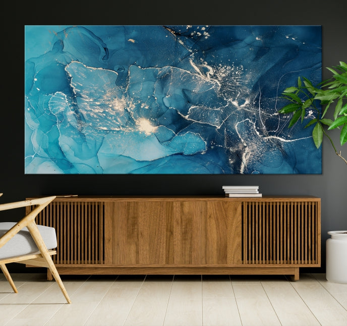 Large Abstract Fluid Effect Marble Canvas Wall Art Print