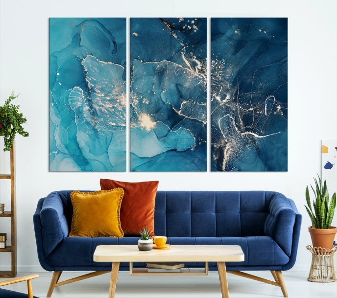 Large Abstract Fluid Effect Marble Canvas Wall Art Print