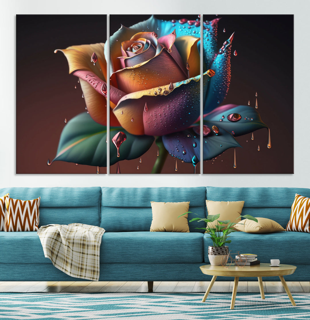 Large Abstract Rose Wall Art Canvas Print