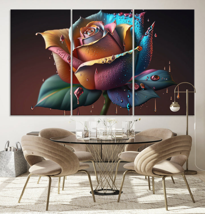 Large Abstract Rose Wall Art Canvas Print