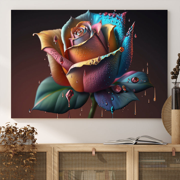 Large Abstract Rose Wall Art Canvas Print