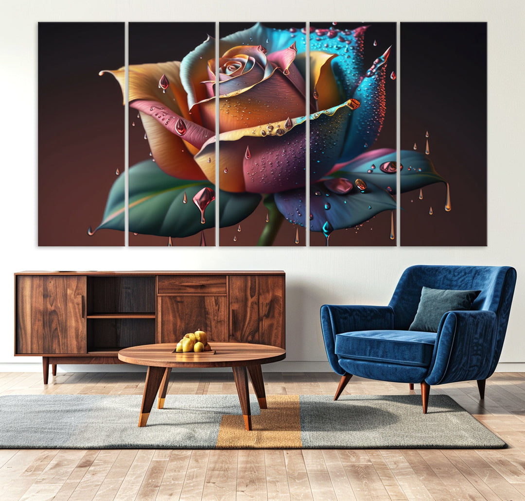 Large Abstract Rose Wall Art Canvas Print