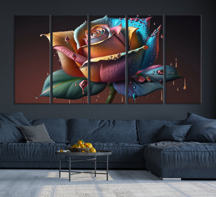 Large Abstract Rose Wall Art Canvas Print