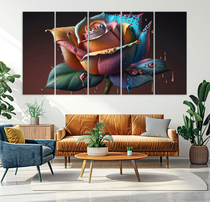 Large Abstract Rose Wall Art Canvas Print