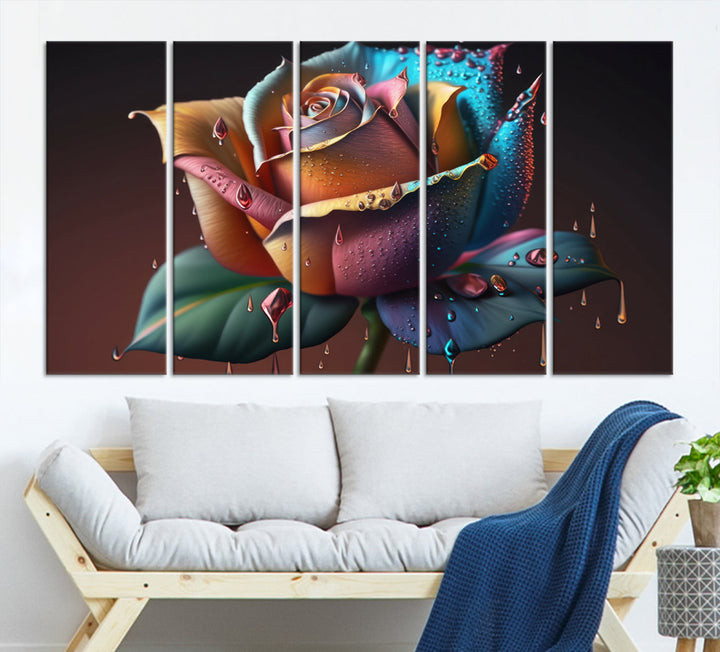 Large Abstract Rose Wall Art Canvas Print