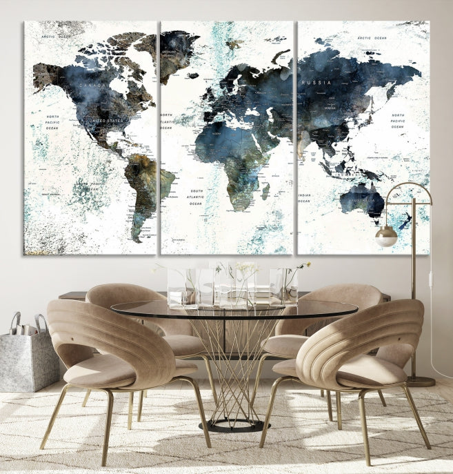 Large Abstract World Map Wall Art Print