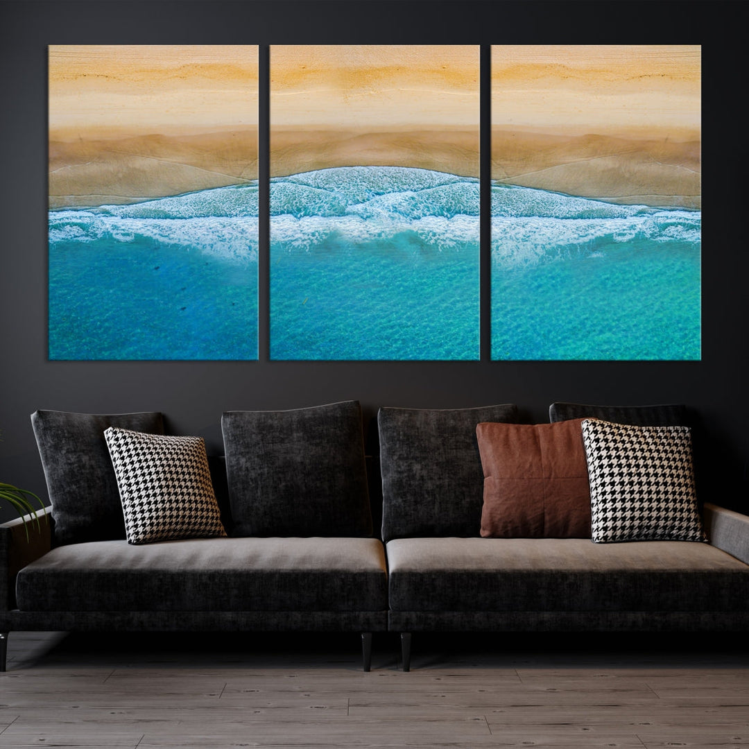 Large Aerial Beach Canvas Wall Art Print Aerial Ocean Photography Art Beach Art Nautical Art Framed Ready to Hang